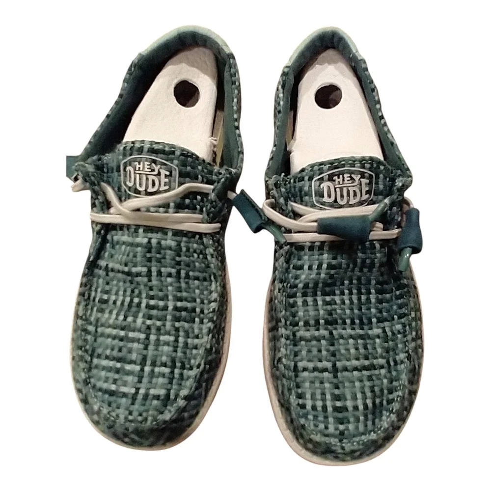 Hey Dude Women's Slip-On Knit Sneakers in Teal Green - Picture 1 of 7
